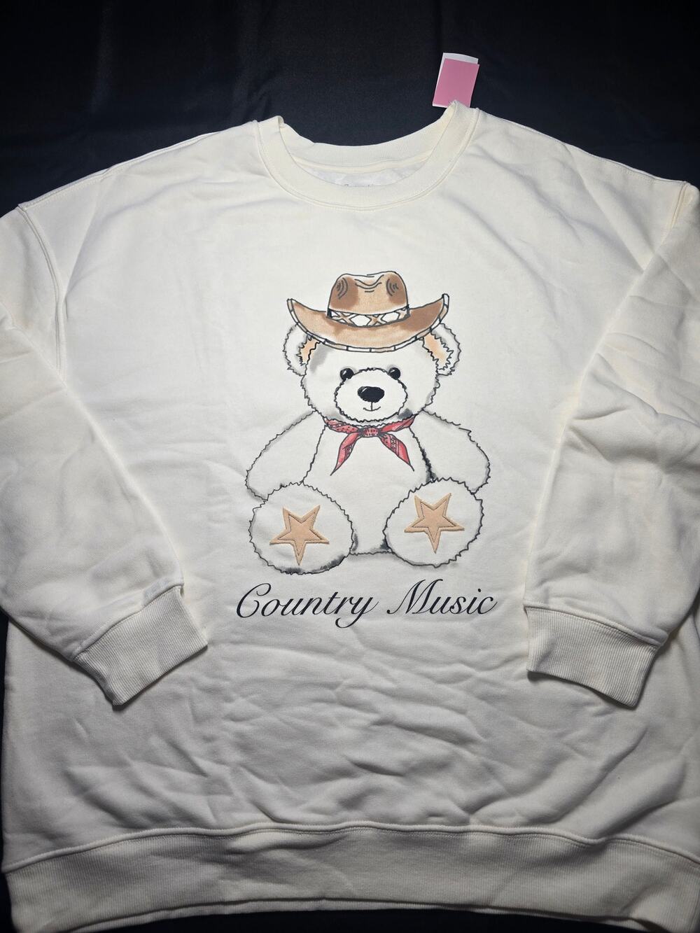 Zoe + Liv Country Music Teddy Bear Graphic Fleece Sweatshirt Pullover